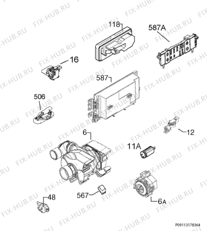 Взрыв-схема посудомоечной машины Electrolux ESF5541LOW - Схема узла Electrical equipment 268